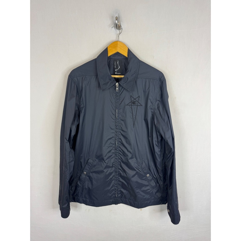 Rick Owens Champion Black Nylon Pentagram Windbreaker Jacket Men M Italy